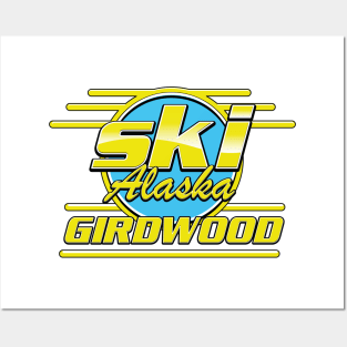 Girdwood Alaska 80s ski logo Posters and Art